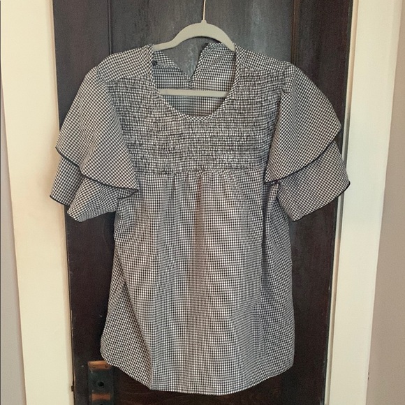 Tops - Women's Black and White Gingham Top